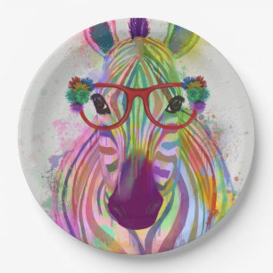 Zebra-Regenbogen-Spritzen Pappteller