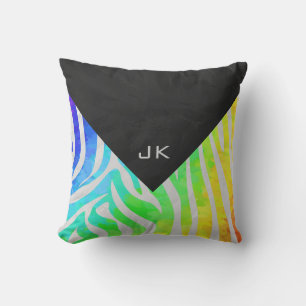 Zebra Regenbogen und Weißdruck Kissen
