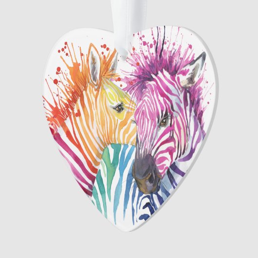 Zebra-Regenbogen-Verzierung Ornament (Vorderseite)