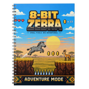 Zebra, Retro-8-Bit-Pixelkunst Notizblock
