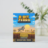 Zebra, Retro-8-Bit-Pixelkunst Postkarte (Stehend Vorderseite)