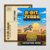 Zebra, Retro-8-Bit-Pixelkunst Postkarte (Vorne/Hinten)