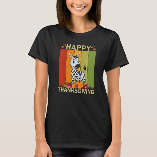 Zebra Retro Graphic Family Matching Thanksgiving T-Shirt (Vorderseite)