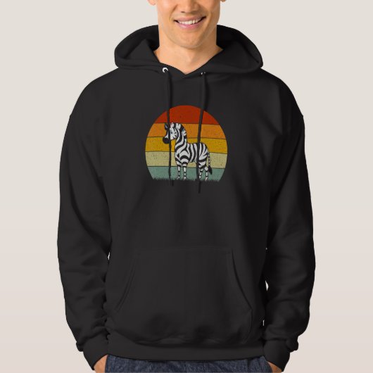 Zebra Retro-Stil Vintage Hoodie (Vorderseite)