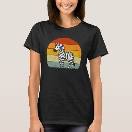 Zebra Retro-Stil Vintage T-Shirt (Vorderseite)