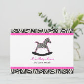 Zebra Rocking Horse Party Einladungen (Stehend Vorderseite)