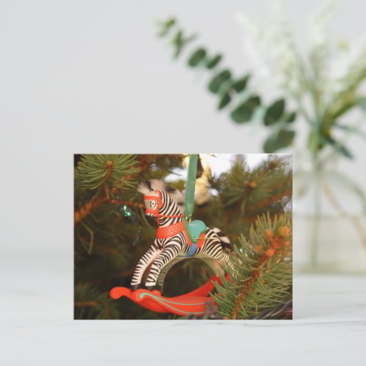 Zebra Rocking Horse Postkarte (Stehend Vorderseite)