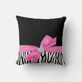 Zebra-Rosa-Bogen-Diamant-Herz Kissen