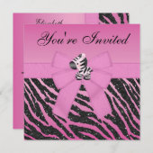 Zebra, rosa kleine Kuchen u. Einladung (Vorne/Hinten)