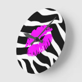 Zebra-Rosa-Kuss-Uhr Runde Wanduhr (Winkel)