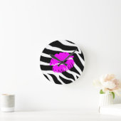Zebra-Rosa-Kuss-Uhr Runde Wanduhr (Zuhause)