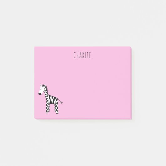 Zebra rosa post-it klebezettel (Vorderseite)