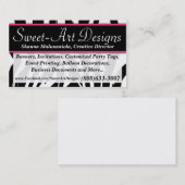 Zebra-rosa und schwarze Visitenkarte-Schablone Visitenkarte (Vorne/Hinten)