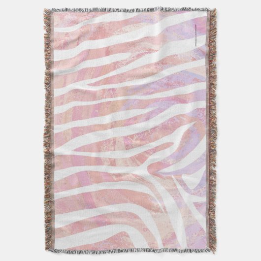Zebra Rosa und Weiß Decke (Vorderseite Vertikal)
