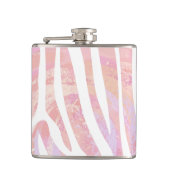 Zebra Rosa und Weiß Flachmann (Vorderseite)