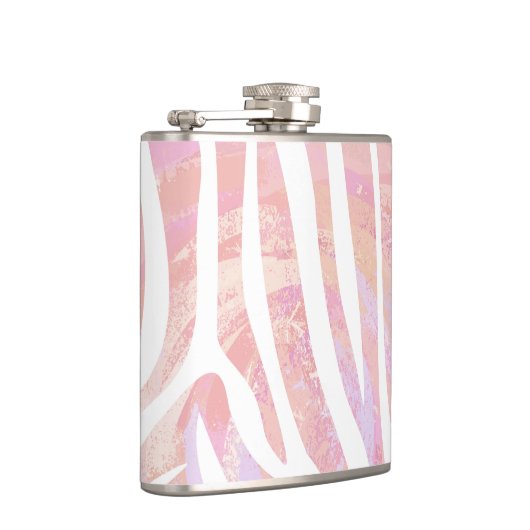 Zebra Rosa und Weiß Flachmann (Rechts)