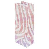 Zebra Rosa und Weiß Geschenktüte Für Weinflaschen (Rückseite Schrägansicht)
