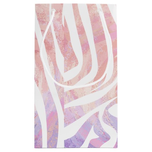 Zebra Rosa und Weiß Kleine Geschenktüte (Rückseite)