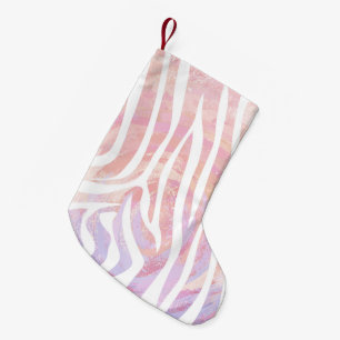 Zebra Rosa und Weiß Kleiner Weihnachtsstrumpf