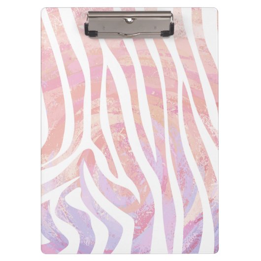 Zebra Rosa und Weiß Klemmbrett (Vorderseite)