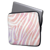 Zebra Rosa und Weiß Laptopschutzhülle (Vorderseite Links)