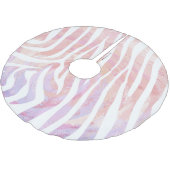 Zebra Rosa und Weiß Polyester Weihnachtsbaumdecke (Schrägansicht)
