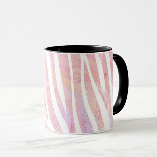 Zebra Rosa und Weiß Tasse (VorderseiteRechts)