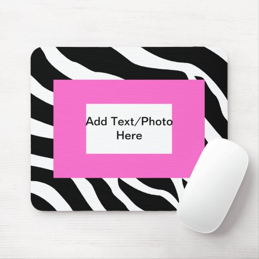 Zebra-rosa weiße Schablone Mousepad (Mit Mouse)