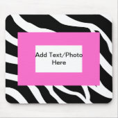 Zebra-rosa weiße Schablone Mousepad (Vorne)