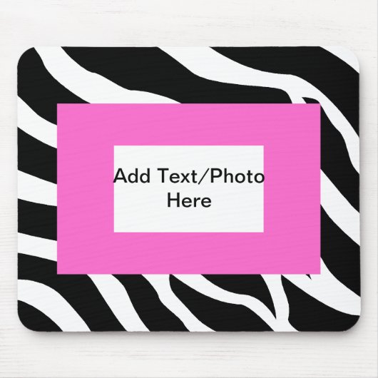 Zebra-rosa weiße Schablone Mousepad (Vorne)