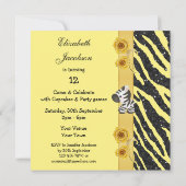 Zebra, Rose Jewels & Animal Print Glitzer Einladung (Rückseite)