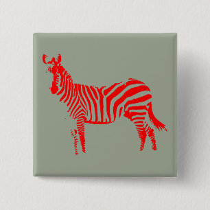 Zebra-Rot-Silhouette-Button-Abzeichen-Anstecknadel Button