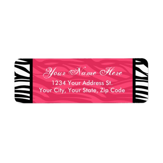 Zebra-Rücksendeadressen-Aufkleber in Pink (Vorne)
