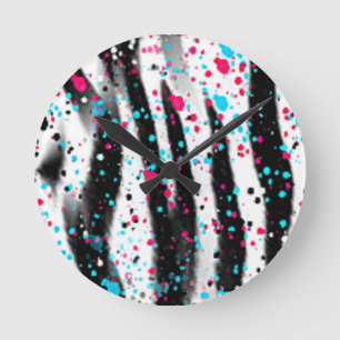 Zebra Runde Wanduhr