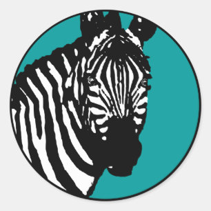 Zebra. Runder Aufkleber
