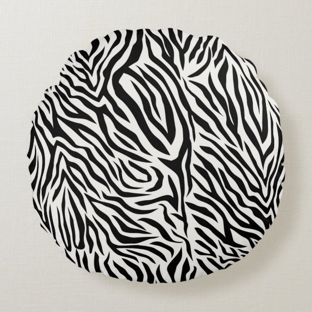Zebra Rundwirbelkissen (16") Rundes Kissen (Vorderseite)