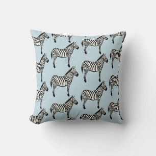 Zebra Safari Animal Print Blue Throw Kissen