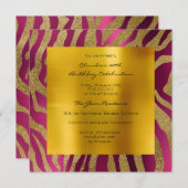 Zebra Safari Animal Skin Raspberry Mustard Gold Einladung (Vorne/Hinten)