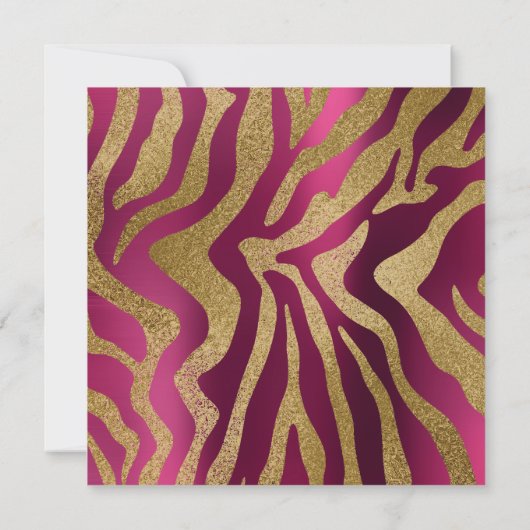 Zebra Safari Animal Skin Raspberry Mustard Gold Einladung (Rückseite)