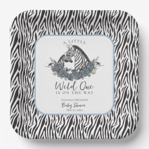 Zebra-Safari-Baby-Party Kleines Wildes Wesen Quadr Pappteller