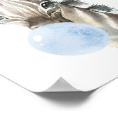 Zebra, Safari, Blue Bubble Gum, Boy Kinderzimmer Poster (Ecke)