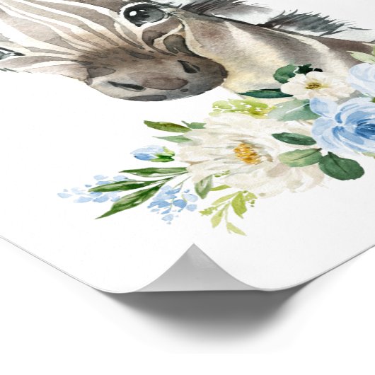 Zebra, Safari, Dschungel, Blumen, Kinderzimmer Jun Poster (Ecke)