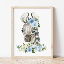Zebra, Safari, Dschungel, Blumen, Kinderzimmer Jun Poster