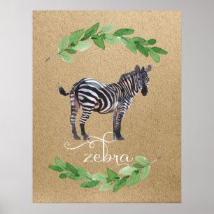 Zebra-Safari-Dschungel-Kinderzimmer-Kunst Poster