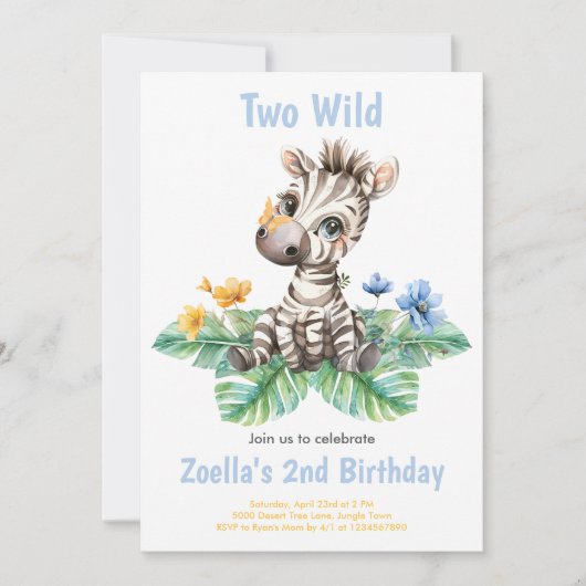 Zebra Safari Dschungel Party Einladung (Vorderseite)