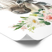 Zebra, Safari, Dschungel, rosa Blume, Girl-Kinderz Poster (Ecke)