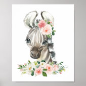 Zebra, Safari, Dschungel, rosa Blume, Girl-Kinderz Poster (Vorne)