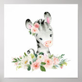 Zebra, Safari, Dschungel, rosa Blume, Girl-Kinderz Poster (Vorne)