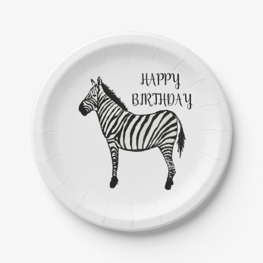 Zebra Safari Happy Birthday Party Teller (Vorderseite)