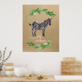 Zebra Safari Jungle Kinderzimmer Art Poster (Küche)